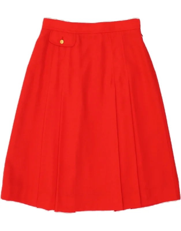 AQUASCUTUM Womens A-Line Skirt UK 14 Medium W30 Red Wool