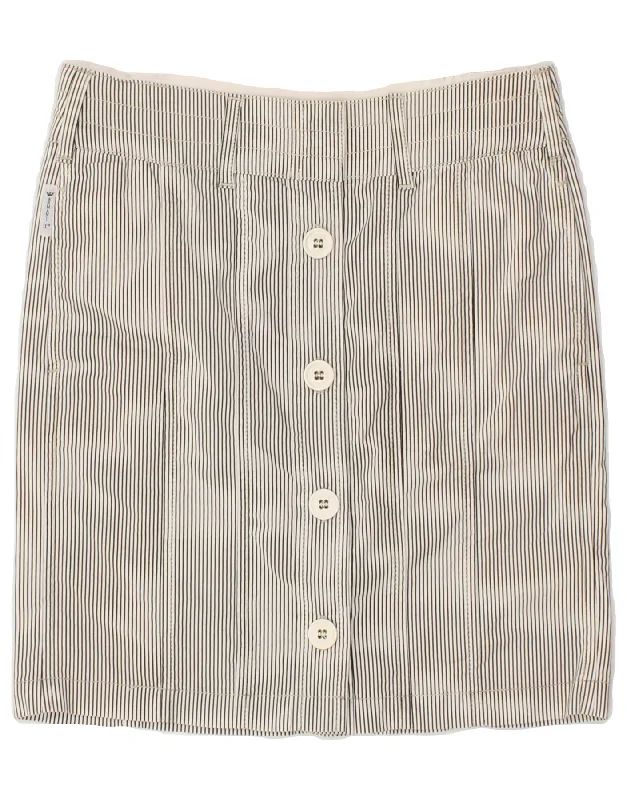 ARMANI JEANS Womens Straight Skirt EU 40 Medium W28 Grey Pinstripe Cotton