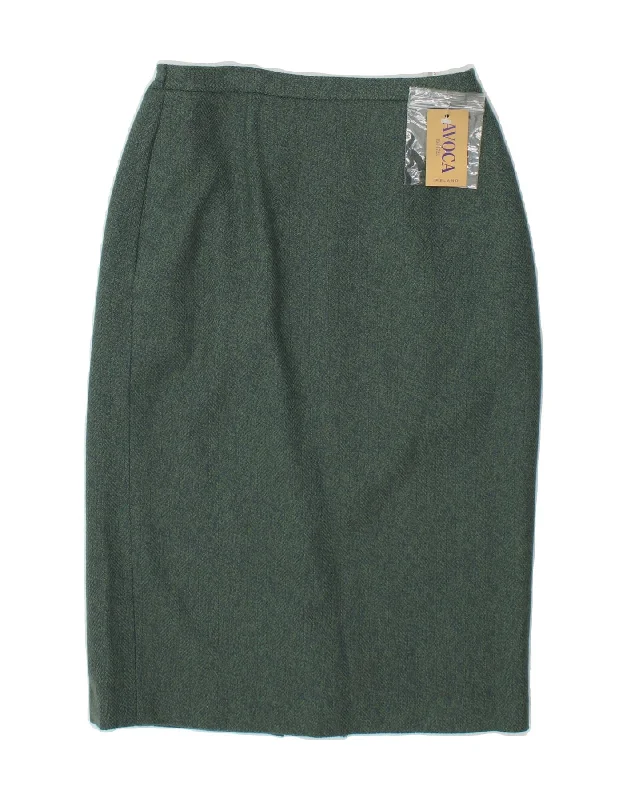 AVOCA Womens Pencil Skirt UK 12 Medium W28 Green Wool