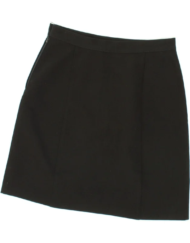 BENETTON Womens A-Line Skirt IT 42 Medium W28 Black Polyester