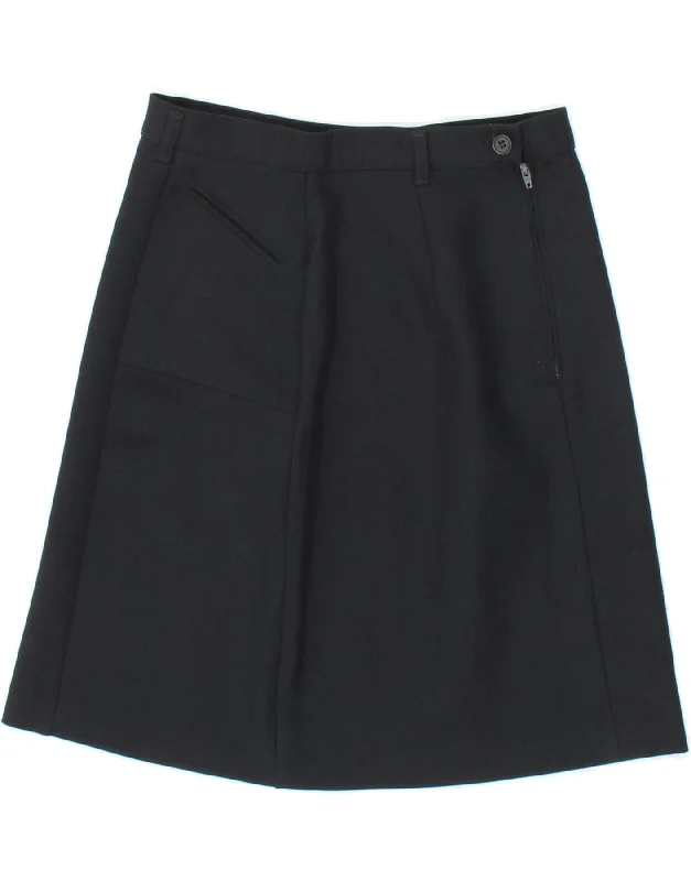 BENETTON Womens A-Line Skirt IT 42 Medium W30 Navy Blue Polyester