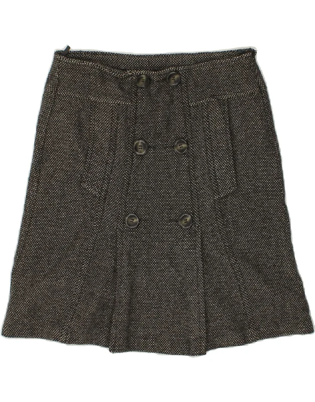 BENETTON Womens A-Line Skirt IT 44 Medium W30 Grey Spotted Wool