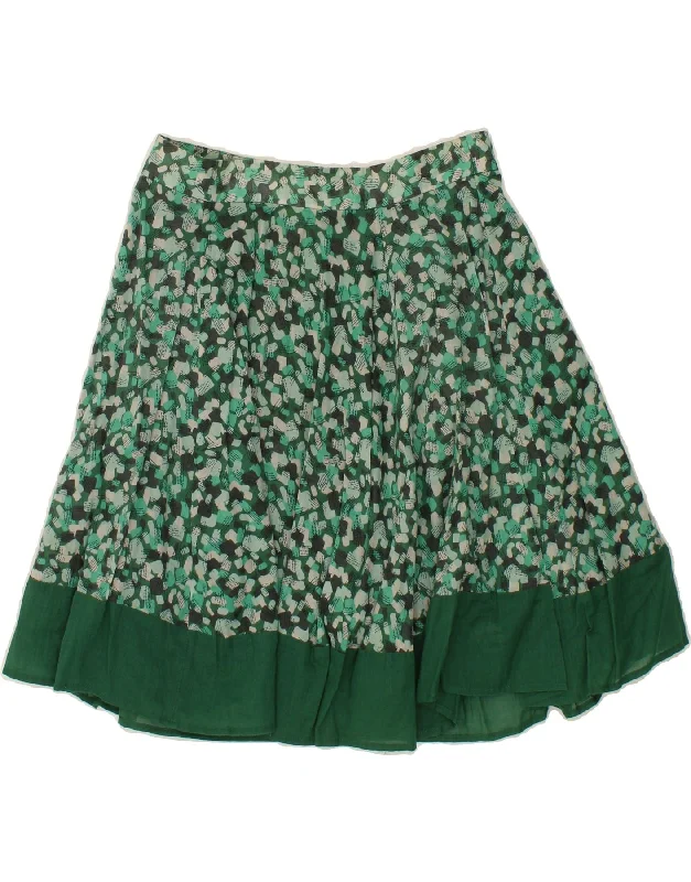 BENETTON Womens Abstract Pattern A-Line Skirt IT 42 Medium W28 Green