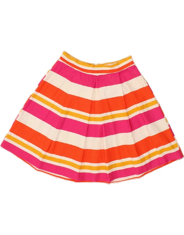 BENETTON Womens Circle Skirt UK 8 Small W26 Multicoloured Striped Cotton