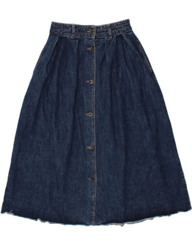 BENETTON Womens Denim A-Line Skirt UK 12 Medium W30  Blue Cotton