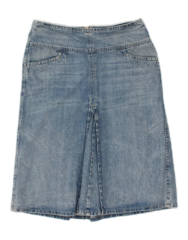 BENETTON Womens Denim Skirt IT 38 XS W28 Blue Cotton