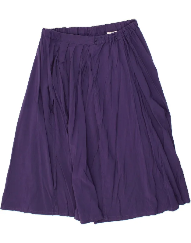 BENETTON Womens Flared Skirt IT 42 Medium W30 Purple Viscose