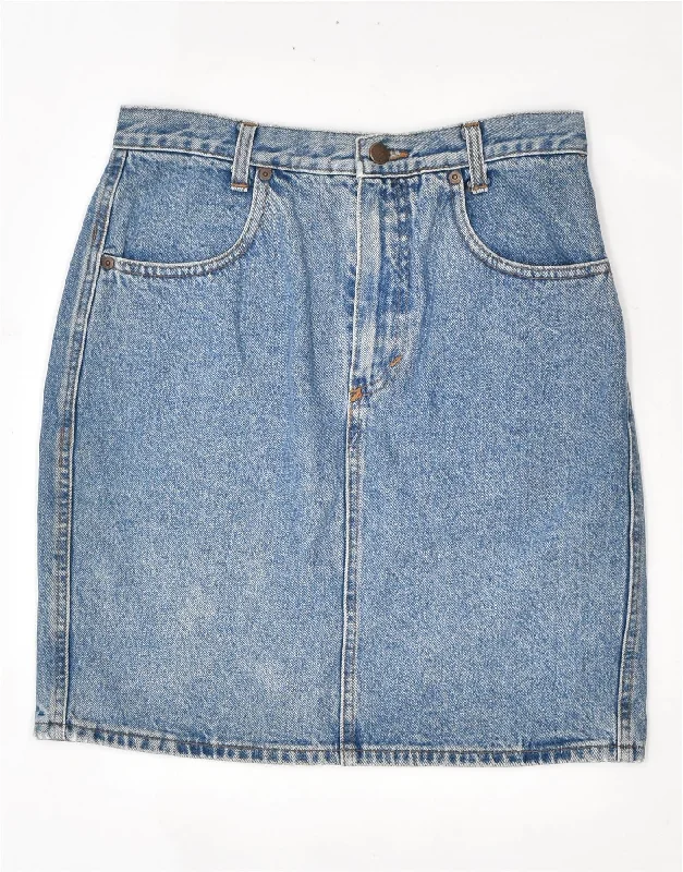 BENETTON Womens High Waist Denim Skirt IT 46 Large W28 Blue Cotton