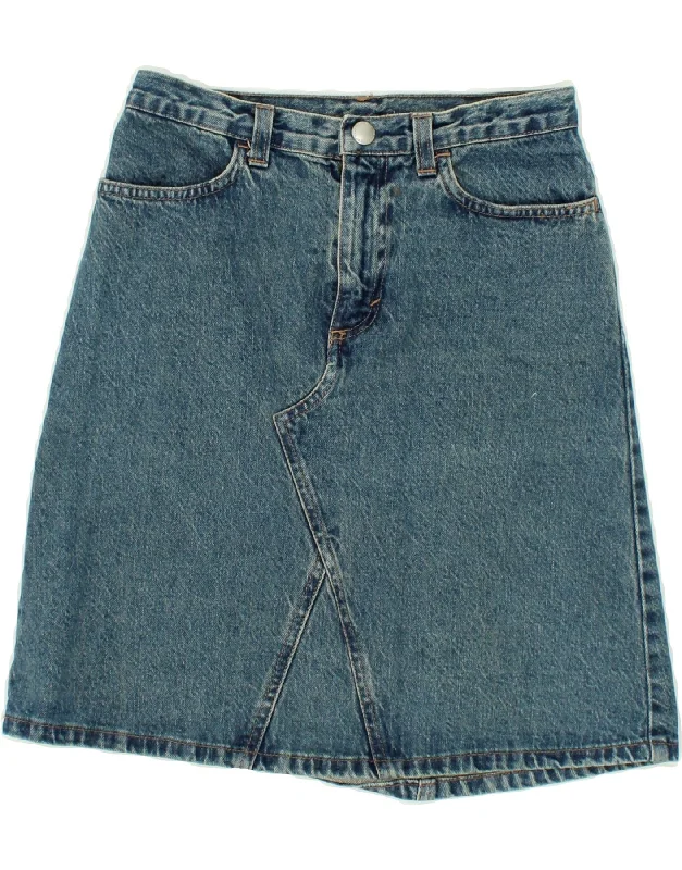 BENETTON Womens High Waist Denim Skirt Large W24 Blue Cotton