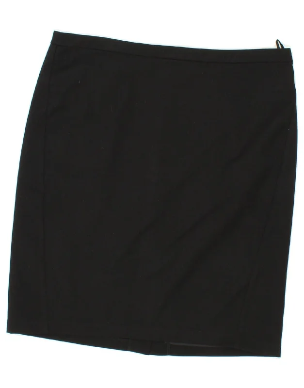 BENETTON Womens High Waist Pencil Skirt UK 16 Large W30 Black Polyester