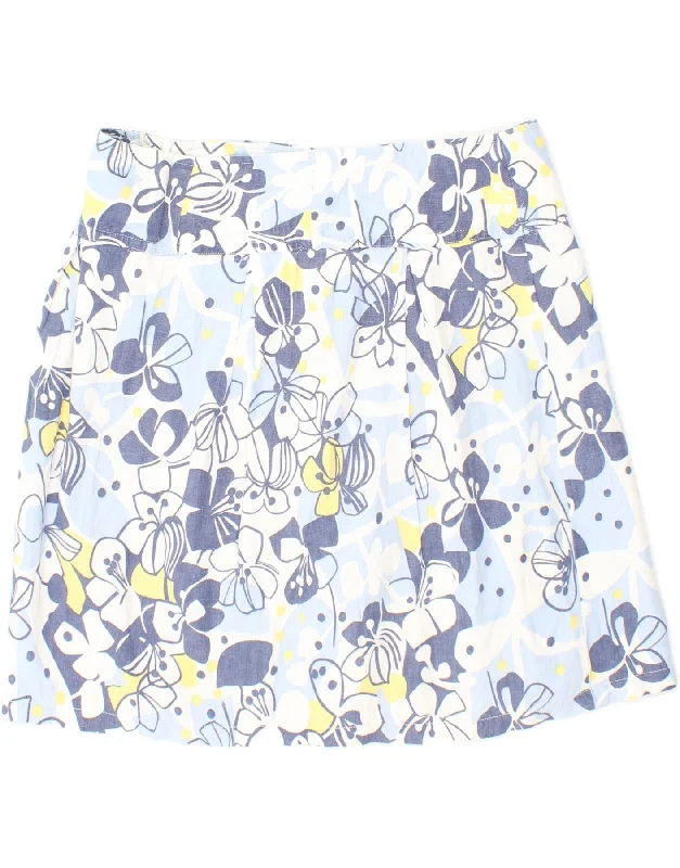 BENETTON Womens Mini Skirt IT 40 Small W32 Blue Floral Linen