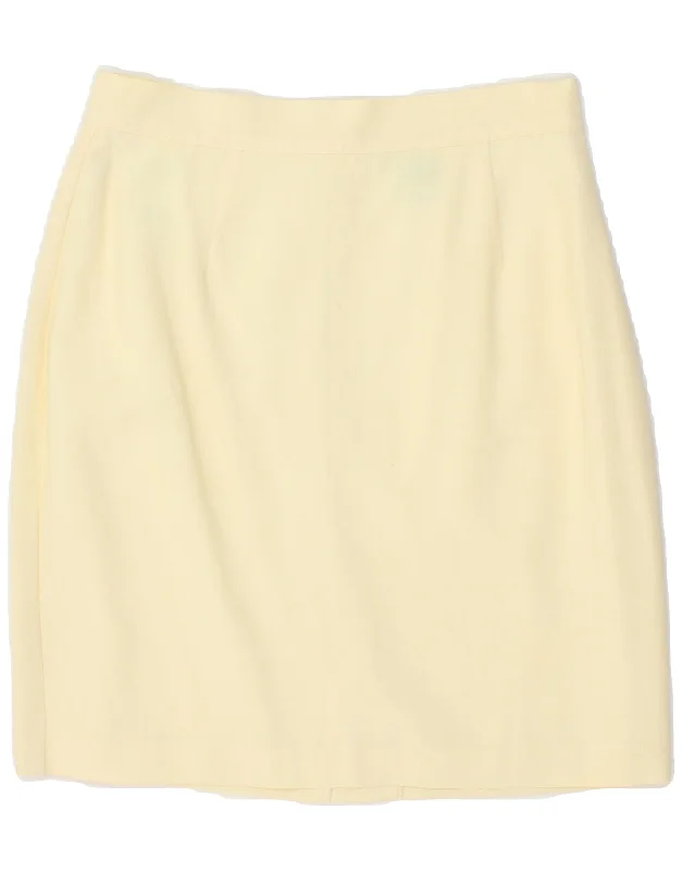 BENETTON Womens Pencil Skirt  IT 42 Medium W26 Yellow Viscose