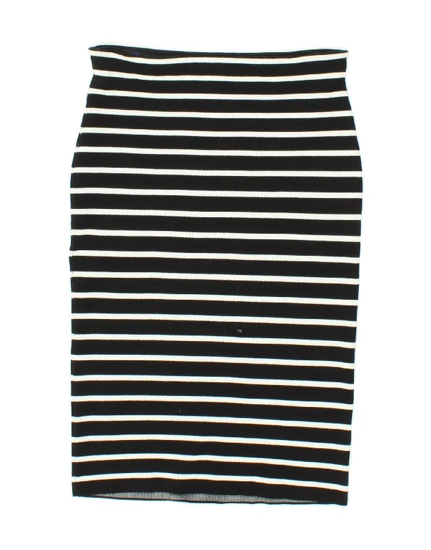 BENETTON Womens Pencil Skirt Medium W28 Black Striped Viscose