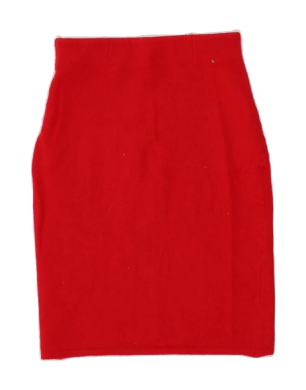 BENETTON Womens Pencil Skirt Small W26  Red Wool