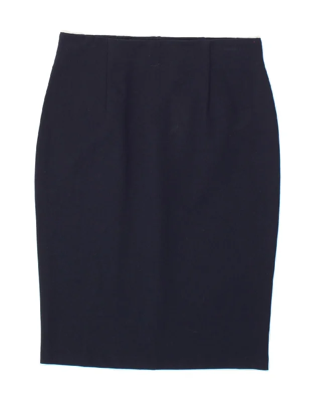 BENETTON Womens Pencil Skirt XS W26 Navy Blue Viscose