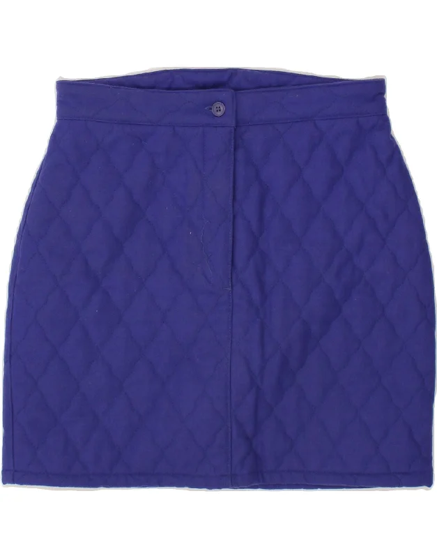 BENETTON Womens Quilted Pencil Skirt IT 46 Large W30 Blue Wool