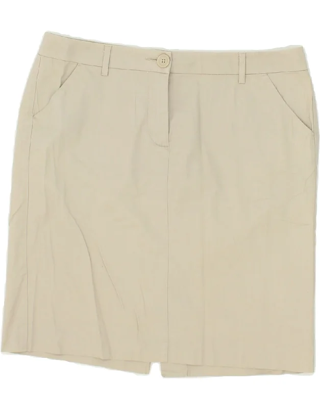 BENETTON Womens Straight Skirt W34 Large Beige Polyester