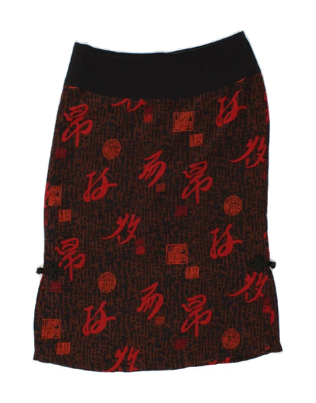 BLUNAUTA Womens Abstract Pattern Straight Skirt  IT 42 Medium W30  Red