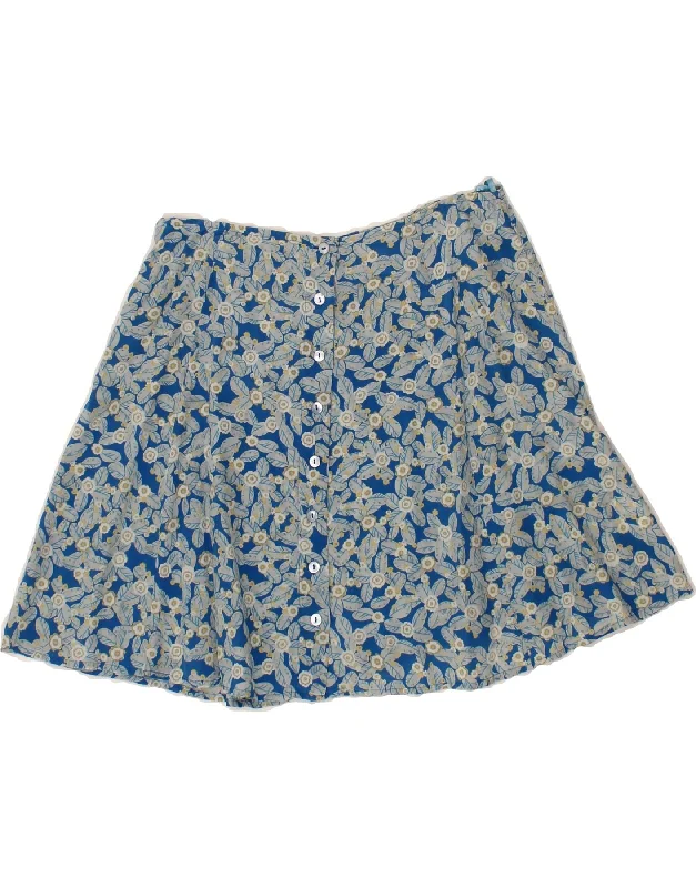 BLUNAUTA Womens Mini Skirt IT 44 Medium W30 Blue Floral Silk