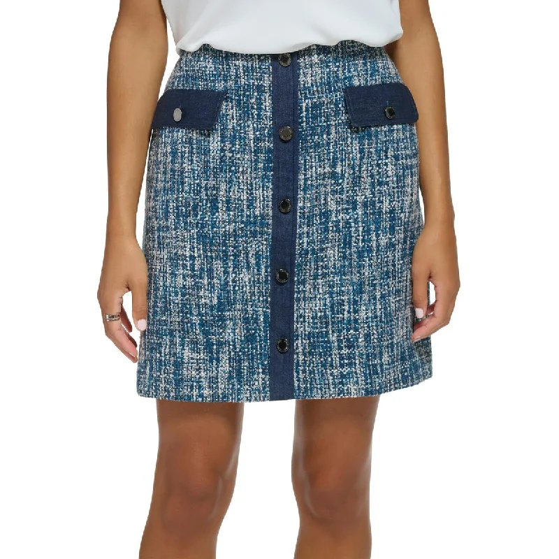 Calvin Klein Womens Tweed Above Knee Mini Skirt