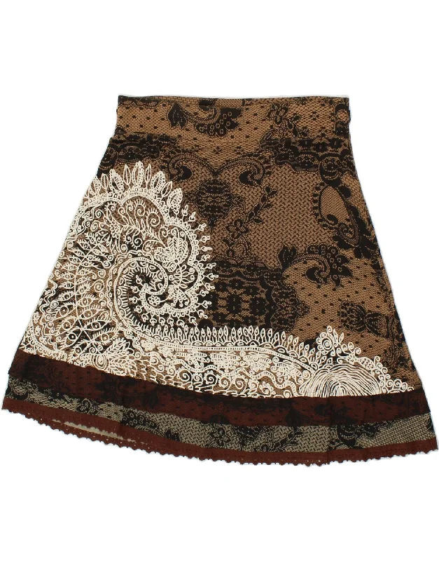 DESIGUAL Womens A-Line Skirt Large W34 Brown Paisley