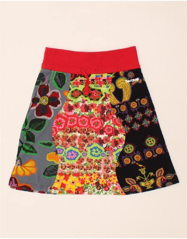 DESIGUAL Womens A-Line Skirt W26 Small Multicoloured Floral