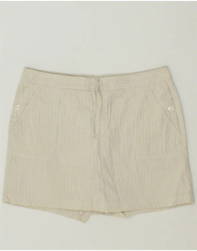 DOCKERS Womens A-Line Skirt US 8 Medium W30  Beige Pinstripe Cotton