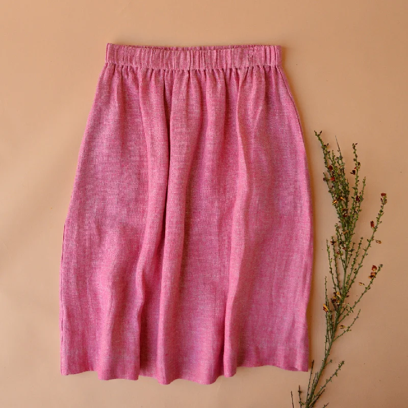 Pocket Skirt - 100% Linen - Old Soul Pink Light Twill (Women S-L)