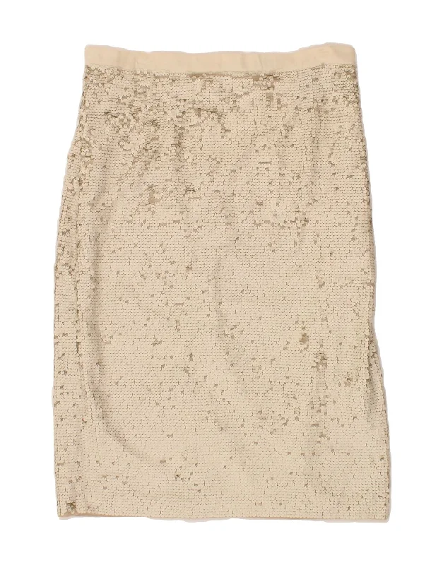 GREAT PLAINS Womens Sequin Straight Skirt UK 14 Large W32 Beige Polyester