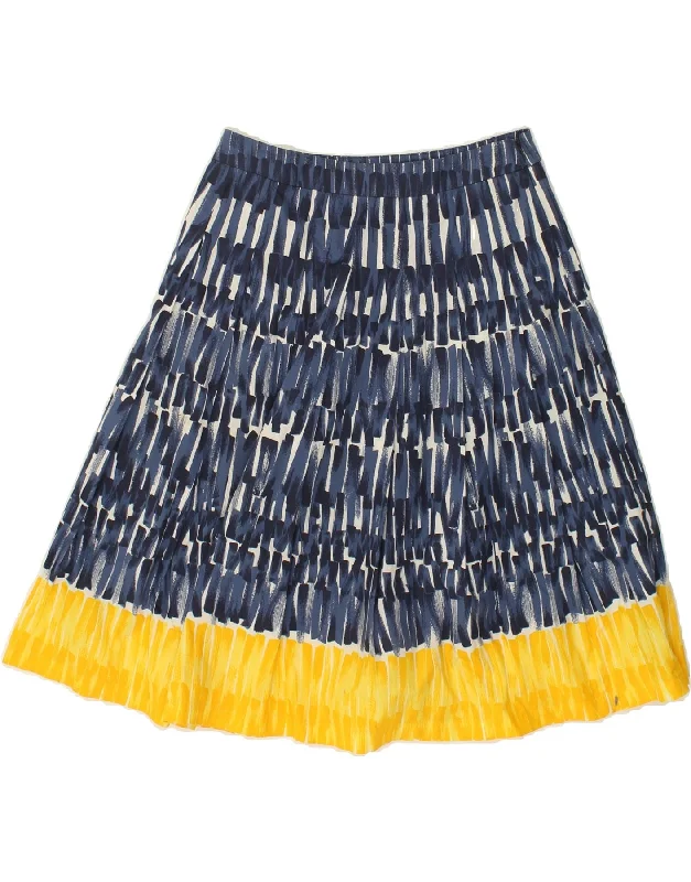 INTREND Womens Abstract Pattern A-Line Skirt UK 6 XS W26  Navy Blue Cotton