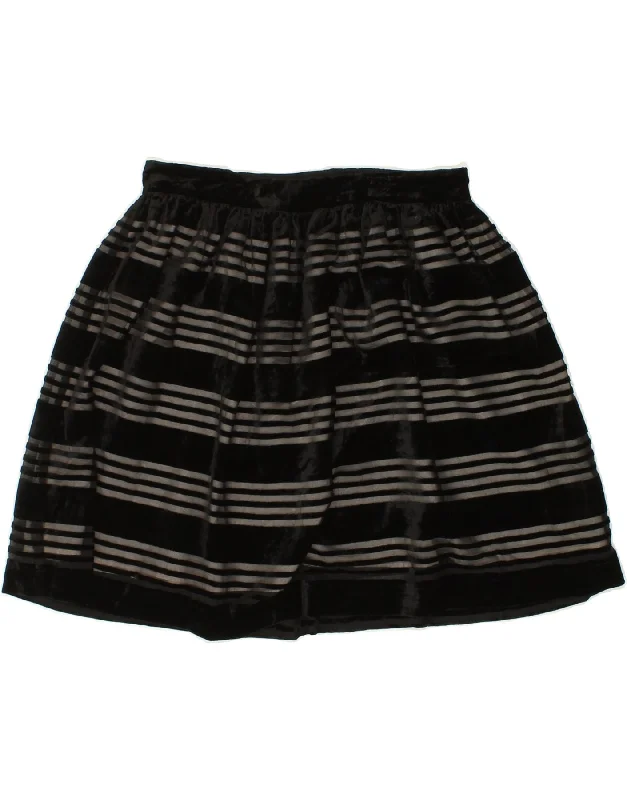 JACK WILLS Womens Mini Skirt UK 10 Small W26 Black Striped Viscose