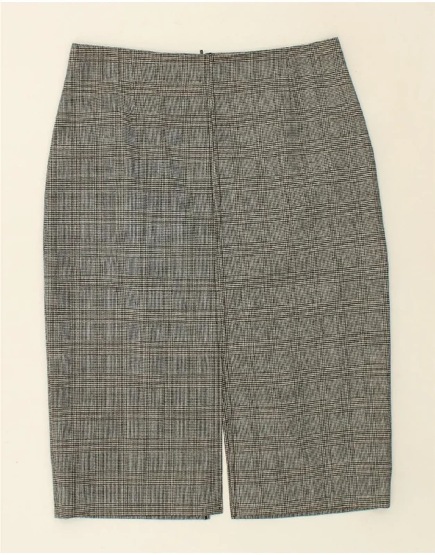 JAEGER Womens Pencil Skirt UK 12 Medium W30  Grey Houndstooth Wool