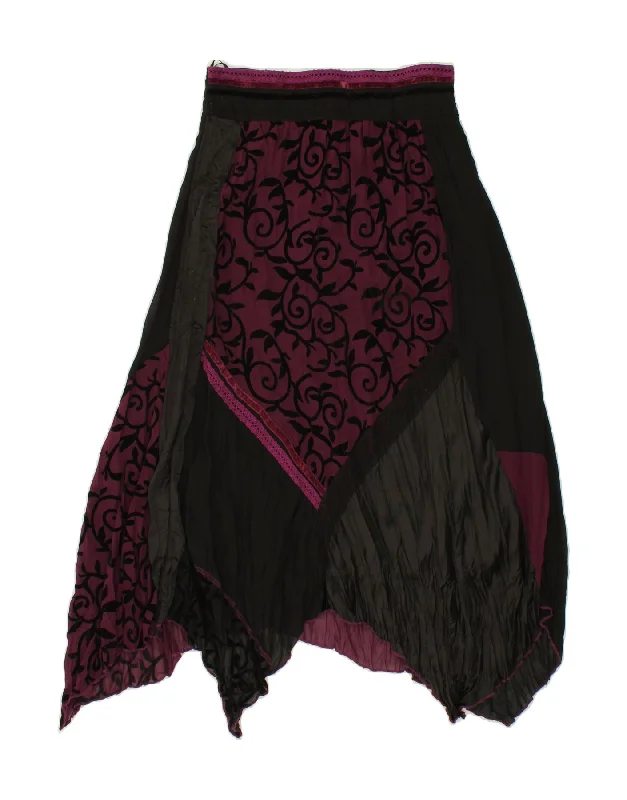 JOE BROWNS Womens Asymmetrical Skirt UK 12 Medium W28 Burgundy Paisley