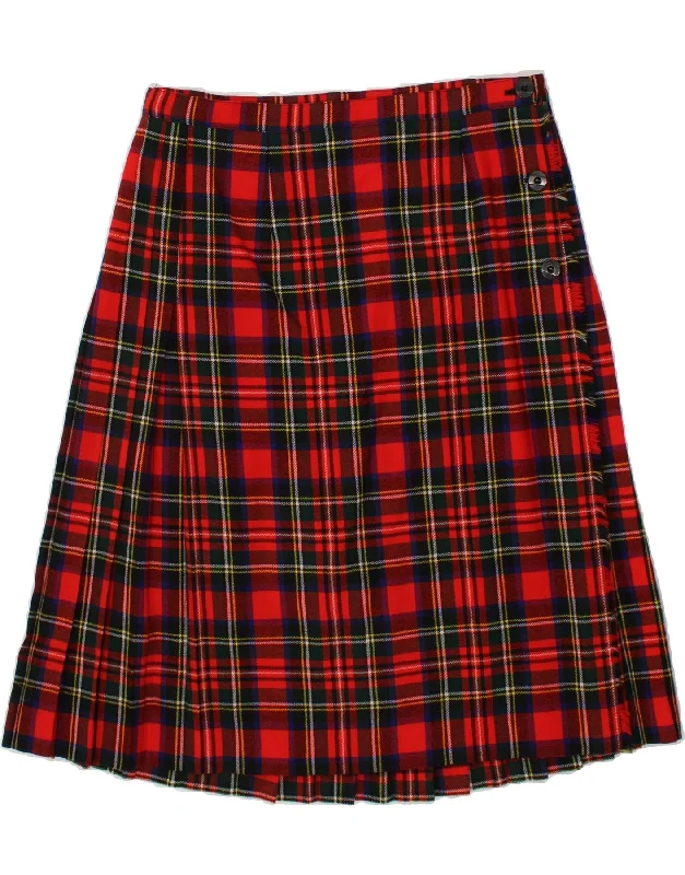 JOHN MORRISON  Womens Wrap Skirt W35 Large Red Plaid New Wool