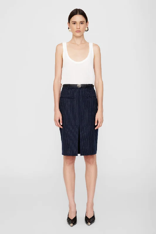 Kora Skirt - Navy Pinstripe