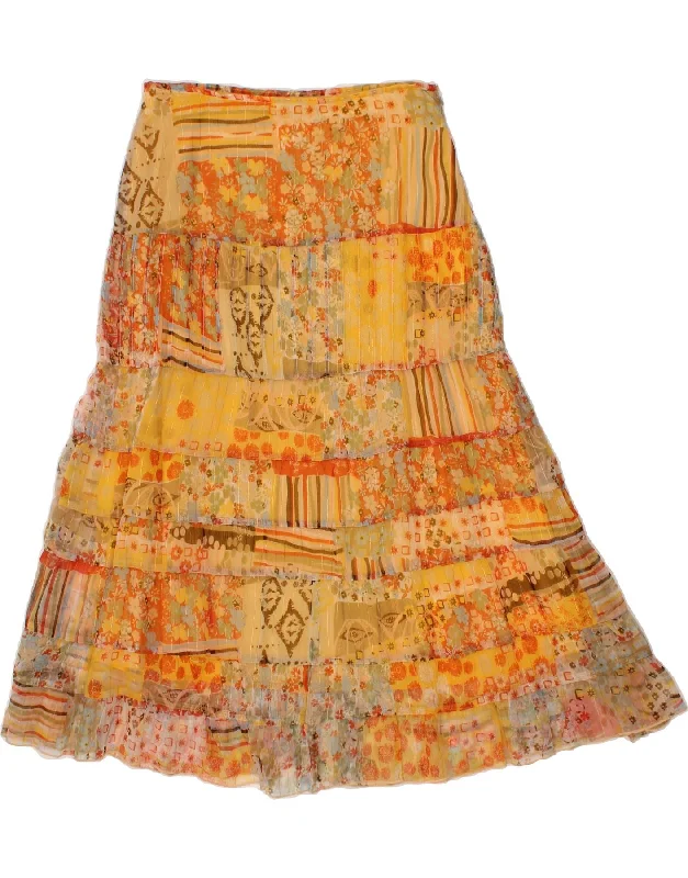 LERROS Womens Gypsy Skirt EU 38 Medium W30  Yellow Patchwork Polyester