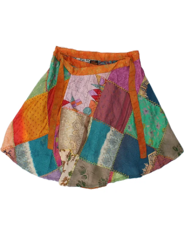 LITTLE KATHMANDU Womens Wrap Skirt W32 Large Multicoloured Patchwork Silk