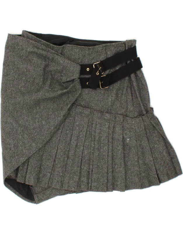 LIU JO Womens Asymmetric Wrap Skirt IT 42 Medium W30  Grey Flecked Wool