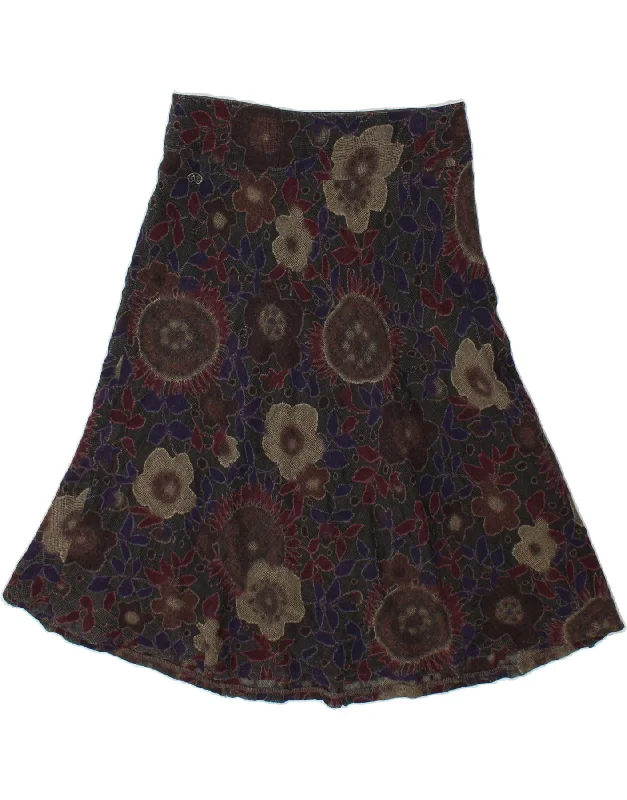 MARLBORO CLASSICS Womens A-Line Skirt EU 42 Large W28  Grey Floral Wool