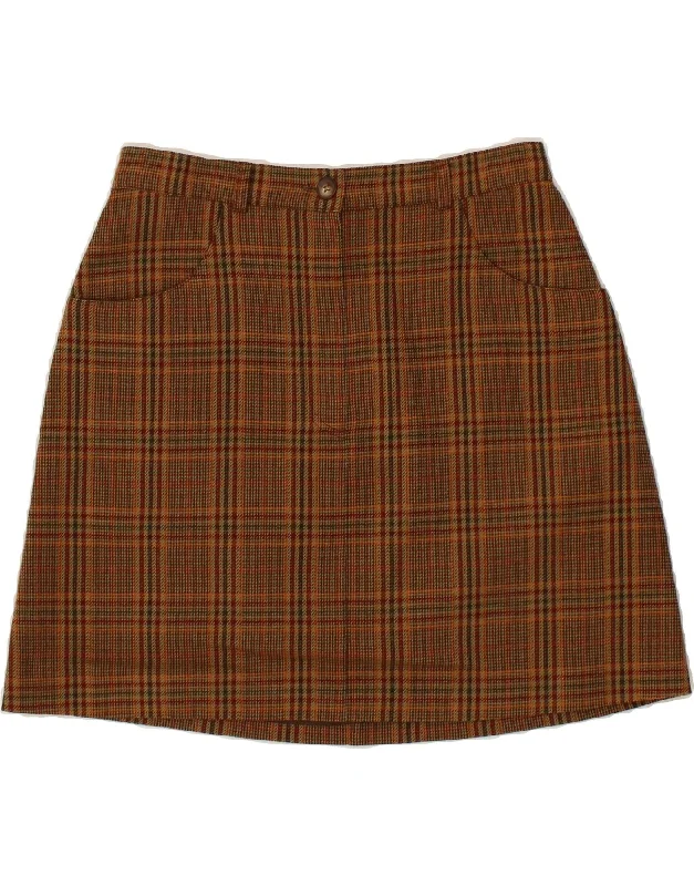 MAX & CO. Womens A-Line Skirt UK 16 Large W30  Brown Check Wool