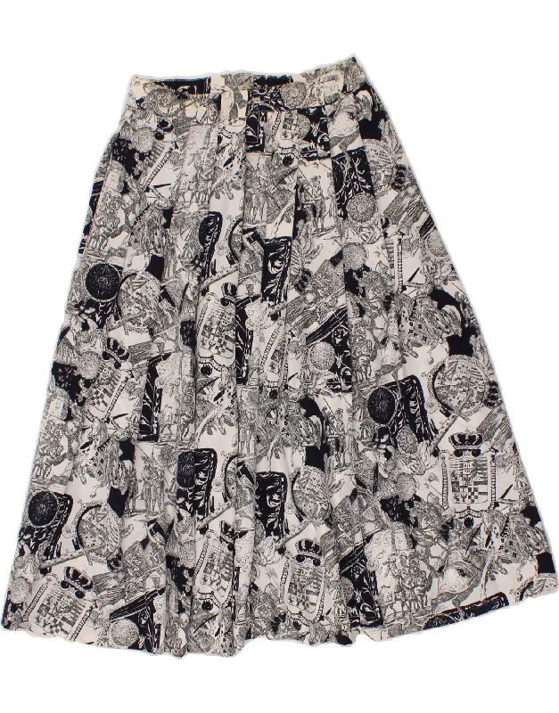 MAZZONETTO Womens Abstract Pattern Pleated Skirt IT 44 Medium W28 Grey