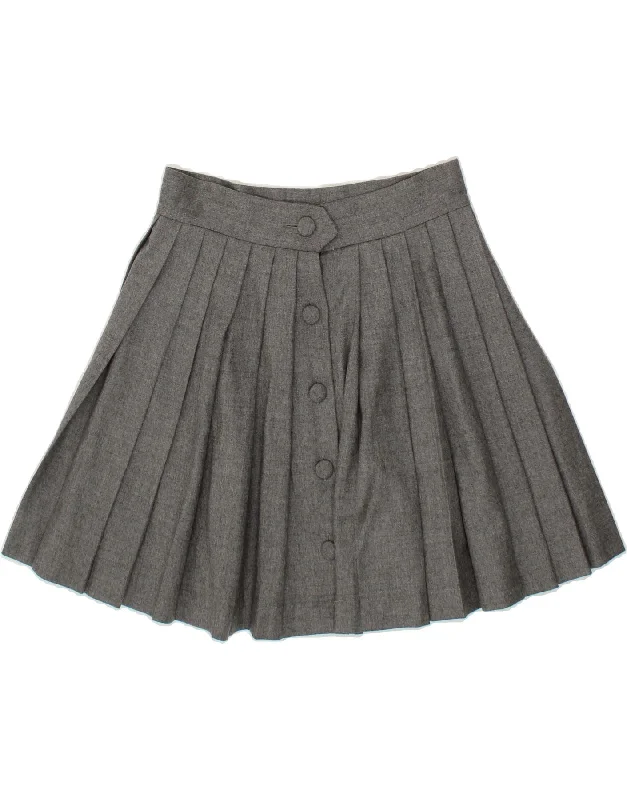 MOSCHINO Womens Mini Knife Pleated Skirt UK 12 Medium W28 Grey Virgin Wool