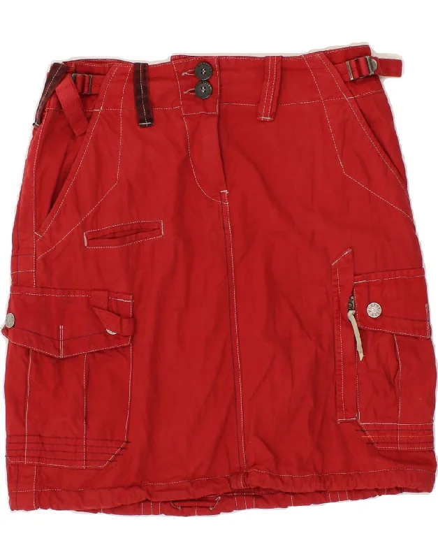 MURPHY & NYE Womens Cargo Skirt W30 Medium  Red Cotton