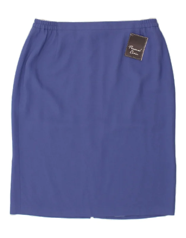 PERSONAL CHOICE Womens Pencil Skirt UK 20 2XL W38 Blue Triacetate