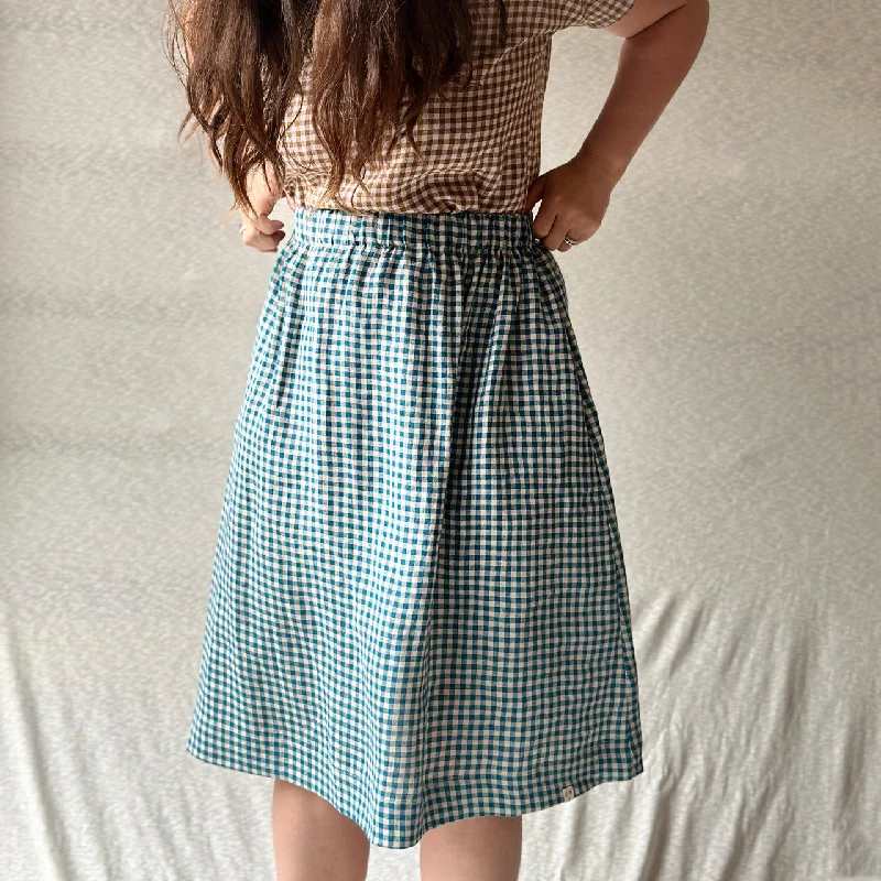 Pocket Skirt in 100% Linen - Frankie Gingham (Women)