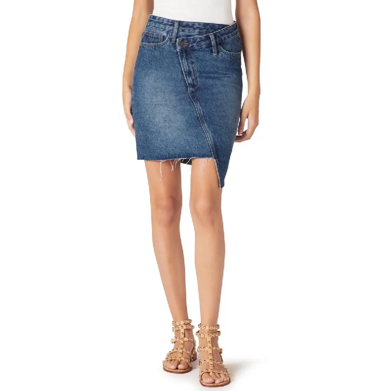 Sam Edelman Womens The Riley Raw Hem Mini Asymmetrical Skirt