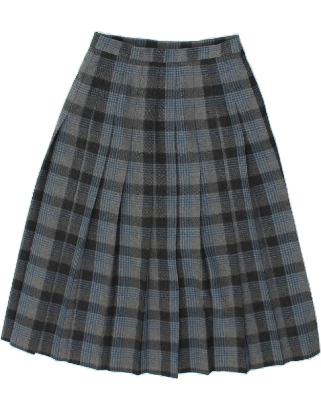 ST. BERNARD Womens Knife Pleated Skirt UK 14 Medium W28  Grey Check