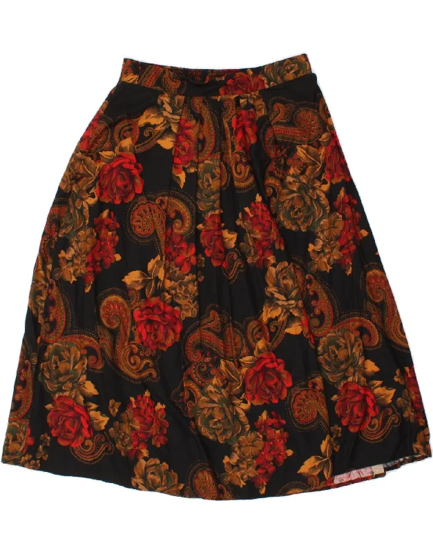 ST MICHAEL Womens A-Line Skirt UK 14 Medium W30  Black Paisley Viscose