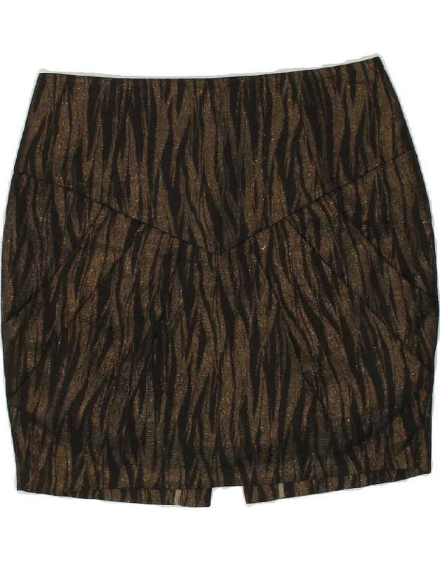 TED BAKER Womens Pencil Skirt Size 1 XS W26 Brown Animal Print Polyester