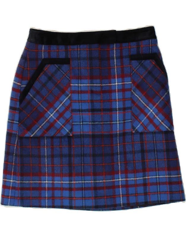 TOMMY HILFIGER Womens Mini Skirt US 8 Medium W27 Blue Check Wool